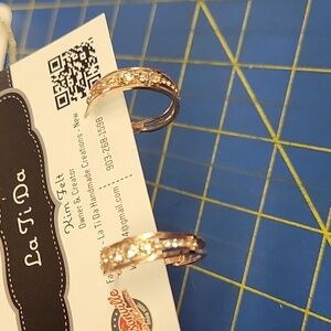 Diamond Faux Gold Tone Hoop Earrings